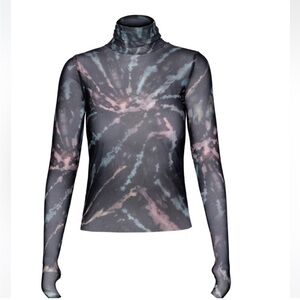 Tie-Dye Long Sleeve Turtleneck Top
